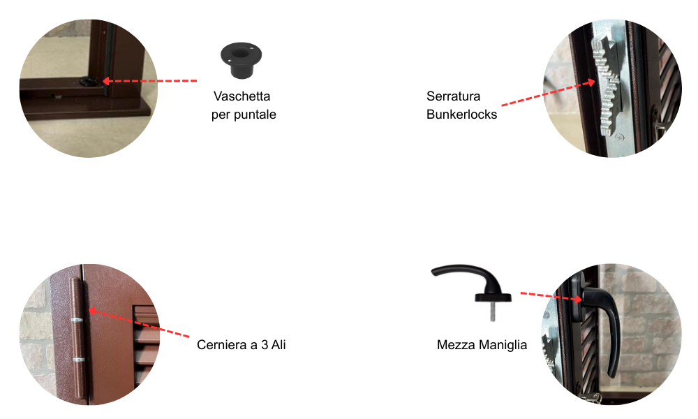 Campione lamella fissa Security60® squadrato - dettagli accessori 8