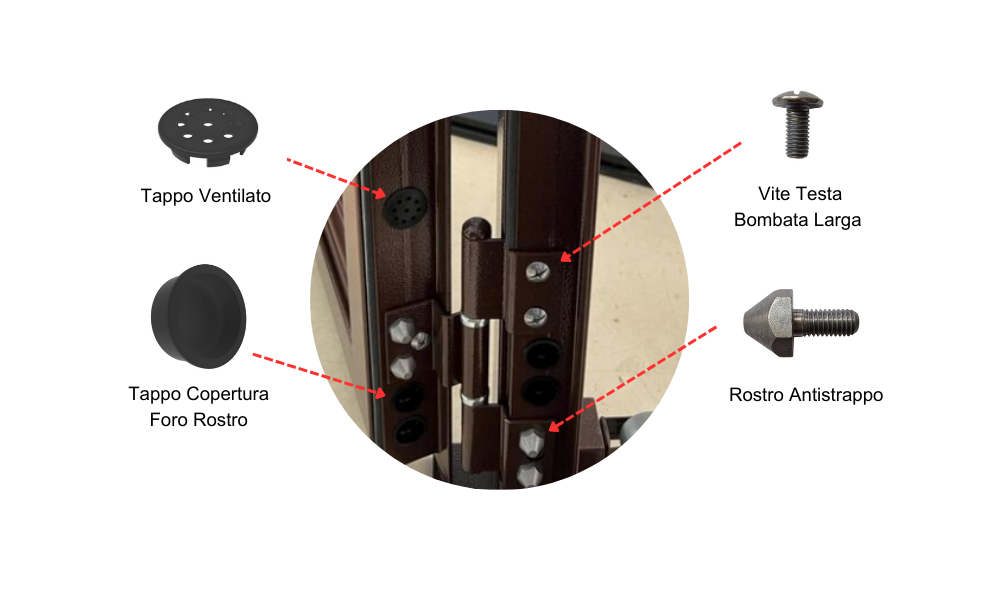 Campione lamella fissa Security60® squadrato - dettagli accessori 9