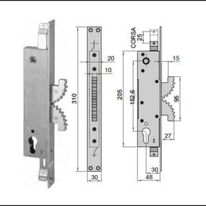 Serratura Verticale Bunkerlocks per SECURITY60® CON MISURE