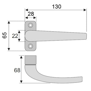 Mezza Maniglia DK H15 Nera per Persiane in Ferro - CON MISURE