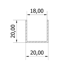  PROFILO "U" 20x20 - Per controtelaio - misure 